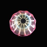 Striped Vaseline Glass Shade with Ribbed Bell Shape & Soft Pink Accents - Thumbnail 5