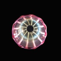 Striped Vaseline Glass Shade with Ribbed Bell Shape & Soft Pink Accents - Thumbnail 11
