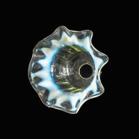 A Set of Five Vaseline Glass Shades with Wavy Ruffled Rims & Blue Hues - Thumbnail 15