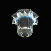 A Set of Five Vaseline Glass Shades with Wavy Ruffled Rims & Blue Hues - Thumbnail 18