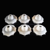 Arts & Crafts Set of Six Opalescent Ruffled Glass Shades - Thumbnail 2