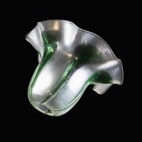 Frosted Vaseline Glass Shade with Green Teardrop Accents & Ruffled Rim - Thumbnail 7