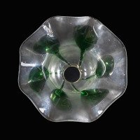 Frosted Vaseline Glass Shade with Green Teardrop Accents & Ruffled Rim - Thumbnail 9
