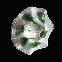 Frosted Vaseline Glass Shade with Green Teardrop Accents & Ruffled Rim - Thumbnail 10