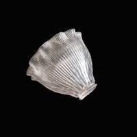 Set of Six Clear Ribbed Glass Shades with Bell Shape and Ruffled Rims c.1900 - Thumbnail 19