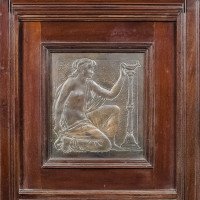 Aesthetic Movement Carved Walnut Mirror by J Smithey - Thumbnail 2