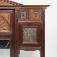 Aesthetic Movement Carved Walnut Mirror by J Smithey - Thumbnail 6