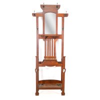 Shapland & Petter, Arts & Crafts Oak Hallstand with Mirror, Umbrella Stand - Thumbnail 2