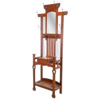 Shapland & Petter, Arts & Crafts Oak Hallstand with Mirror, Umbrella Stand - Thumbnail 3
