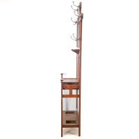 Shapland & Petter, Arts & Crafts Oak Hallstand with Mirror, Umbrella Stand - Thumbnail 4
