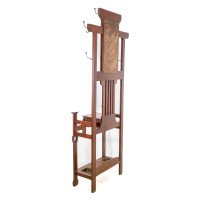 Shapland & Petter, Arts & Crafts Oak Hallstand with Mirror, Umbrella Stand - Thumbnail 5