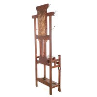 Shapland & Petter, Arts & Crafts Oak Hallstand with Mirror, Umbrella Stand - Thumbnail 6