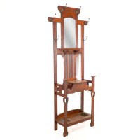 Shapland & Petter, Arts & Crafts Oak Hallstand with Mirror, Umbrella Stand