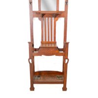 Shapland & Petter, Arts & Crafts Oak Hallstand with Mirror, Umbrella Stand - Thumbnail 11