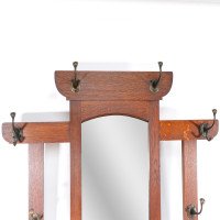 Shapland & Petter, Arts & Crafts Oak Hallstand with Mirror, Umbrella Stand - Thumbnail 12