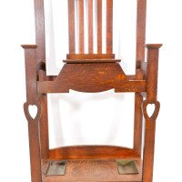 Shapland & Petter, Arts & Crafts Oak Hallstand with Mirror, Umbrella Stand - Thumbnail 18