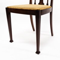 Liberty & Co., Arts & Crafts Mahogany Side Chair with Fruitwood Floral Inlaid Decor - Thumbnail 12