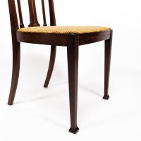 Liberty & Co., Arts & Crafts Mahogany Side Chair with Fruitwood Floral Inlaid Decor - Thumbnail 13