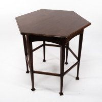 Liberty & Co. Attributed, an Aesthetic Movement Hexagonal Side Table with Herringbone Inlay - Thumbnail 3
