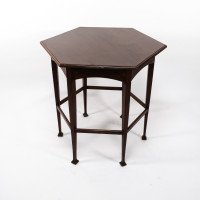 Liberty & Co., attributed. An Aesthetic Movement Hexagonal Side Table with Herringbone Inlay - Thumbnail 5