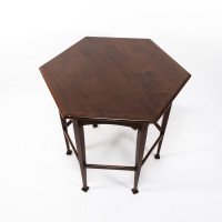 Liberty & Co. Attributed, Aesthetic Movement Hexagonal Side Table with Herringbone Inlay - Thumbnail 7