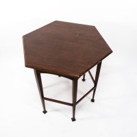 Liberty & Co. Attributed, Aesthetic Movement Hexagonal Side Table with Herringbone Inlay - Thumbnail 9