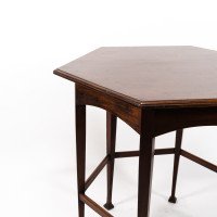 Liberty & Co. Attributed, Aesthetic Movement Hexagonal Side Table with Herringbone Inlay - Thumbnail 12
