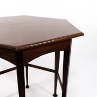 Liberty & Co. Attributed, Aesthetic Movement Hexagonal Side Table with Herringbone Inlay - Thumbnail 13