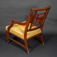 E. W. Godwin Attributed, Anglo-Japanese Aesthetic Movement Ebonised Armchair with a Lattice Style Back - Thumbnail 5