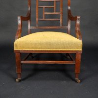 E. W. Godwin Attributed, Anglo-Japanese Aesthetic Movement Ebonised Armchair with a Lattice Style Back - Thumbnail 12