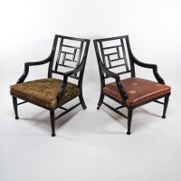 E. W. Godwin, attributed. Two Anglo-Japanese Aesthetic Movement Ebonized Armchairs - Thumbnail 8