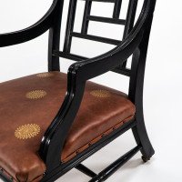 E. W. Godwin, attributed. Two Anglo-Japanese Aesthetic Movement Ebonized Armchairs - Thumbnail 10