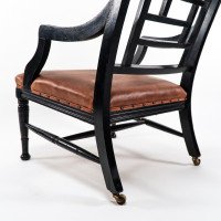 E. W. Godwin Attributed, Anglo-Japanese Aesthetic Movement Ebonised Armchairs - Thumbnail 13