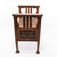A. W. Simpson Attributed, Arts & Crafts Oak Piano Stool with Carved Floral Decoration - Thumbnail 7