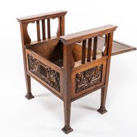 A. W. Simpson Attributed, Arts & Crafts Oak Piano Stool with Carved Floral Decoration - Thumbnail 9