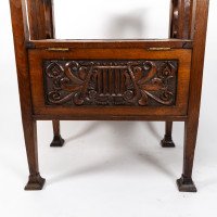 A. W. Simpson Attributed, Arts & Crafts Oak Piano Stool with Carved Floral Decoration - Thumbnail 12