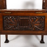 A. W. Simpson Attributed, Arts & Crafts Oak Piano Stool with Carved Floral Decoration - Thumbnail 14