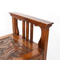 A. W. Simpson Attributed, Arts & Crafts Oak Piano Stool with Carved Floral Decoration - Thumbnail 15