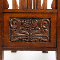 A. W. Simpson Attributed, Arts & Crafts Oak Piano Stool with Carved Floral Decoration - Thumbnail 18