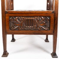 A. W. Simpson Attributed, Arts & Crafts Oak Piano Stool with Carved Floral Decoration - Thumbnail 19