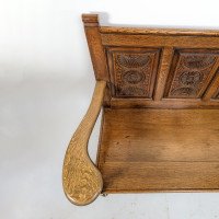 George Faulkner Armitage (1849-1937), a Carved Oak Settle with Carved Half Sunflowers - Thumbnail 9