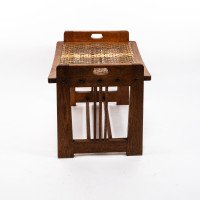 Wilhelm Schmidt & Made by Prag-Rudniker, in Vienna. A Vienna Secessionist Arts & Crafts Oak Piano Stool - Thumbnail 4