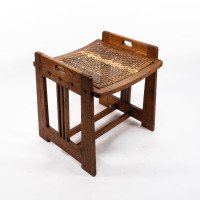 Wilhelm Schmidt & Made by Prag-Rudniker, in Vienna. A Vienna Secessionist Arts & Crafts Oak Piano Stool - Thumbnail 1