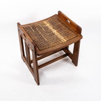 Wilhelm Schmidt & Made by Prag-Rudniker, in Vienna. A Vienna Secessionist Arts & Crafts Oak Piano Stool - Thumbnail 6