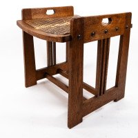 Wilhelm Schmidt & Made by Prag-Rudniker, in Vienna. A Vienna Secessionist Arts & Crafts Oak Piano Stool - Thumbnail 8