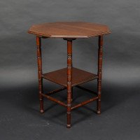 Gillows, attributed. In the Style of E. W. Godwin. Aesthetic Movement Walnut Octagonal Two-Tier Side Table - Thumbnail 2