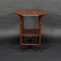 Gillows, attributed. In the Style of E. W. Godwin. Aesthetic Movement Walnut Octagonal Two-Tier Side Table - Thumbnail 3