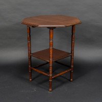 Gillows, attributed. In the Style of E. W. Godwin. Aesthetic Movement Walnut Octagonal Two-Tier Side Table - Thumbnail 6
