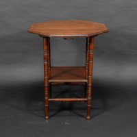 Gillows, attributed. In the Style of E. W. Godwin. Aesthetic Movement Walnut Octagonal Two-Tier Side Table - Thumbnail 4