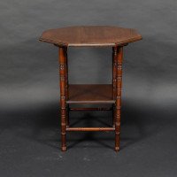 Gillows, attributed. In the Style of E. W. Godwin. Aesthetic Movement Walnut Octagonal Two-Tier Side Table - Thumbnail 7